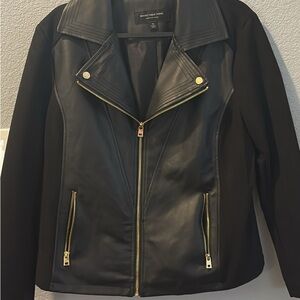 Marc New York Black Leather Jacket with Gold Zippers